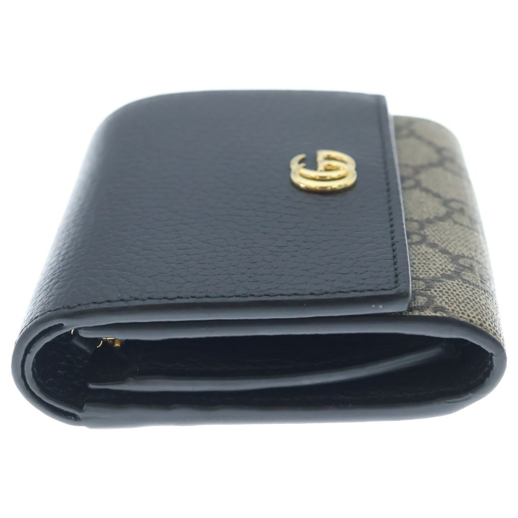Gucci GG Compact Wallet Bifold Leather Black Beige — view 3