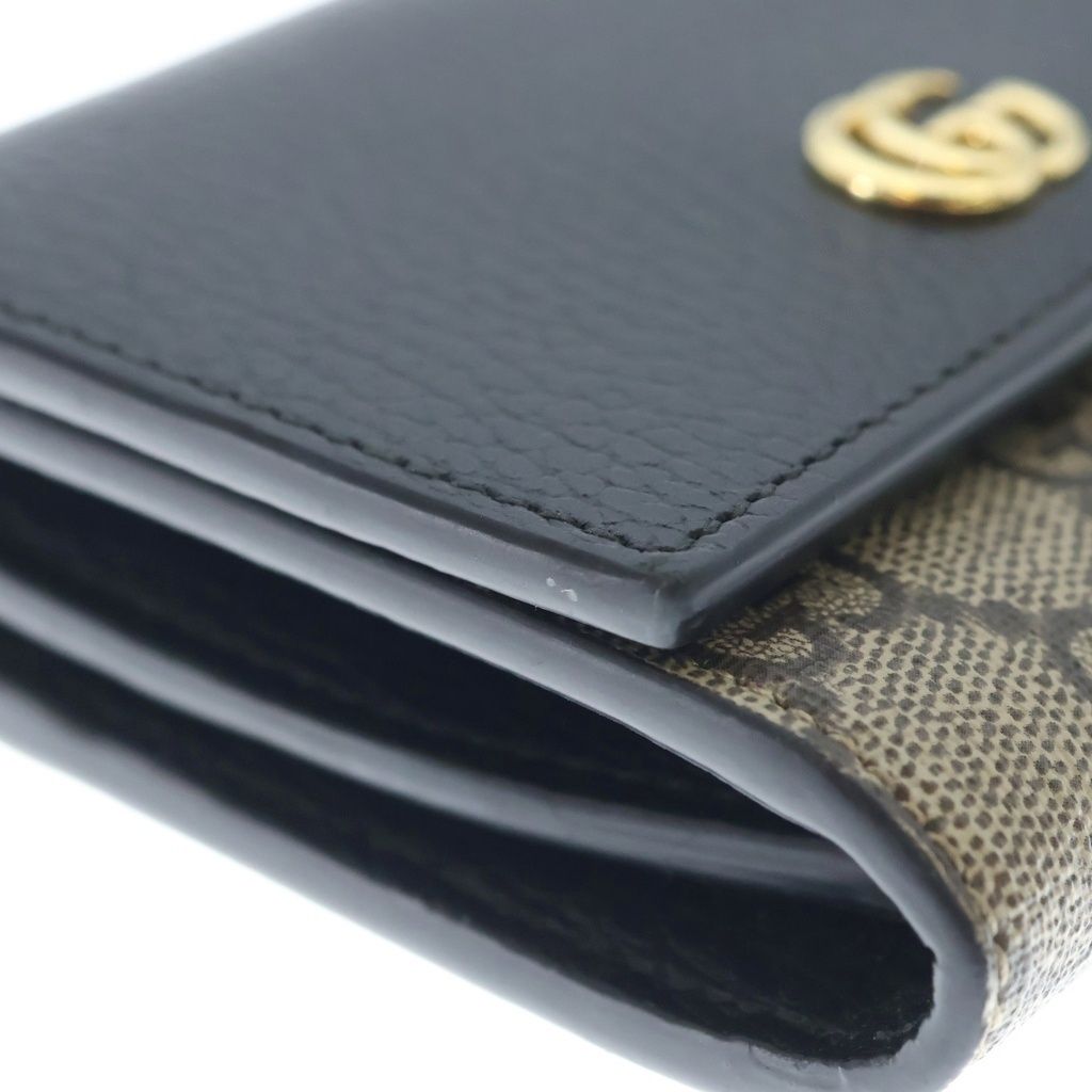 Gucci GG Compact Wallet Bifold Leather Black Beige — view 6