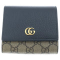 Gucci GG Compact Wallet Bifold Leather Black Beige