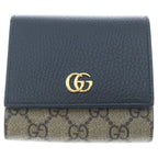 Gucci GG Compact Wallet Bifold Leather Black Beige