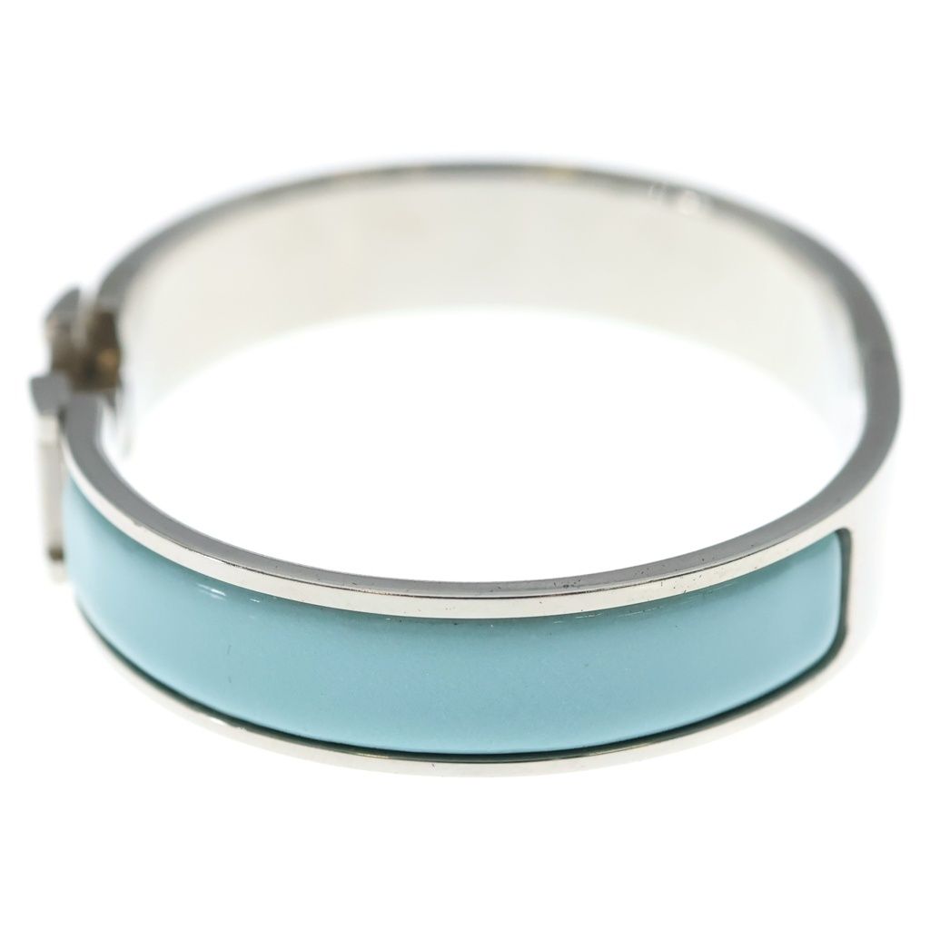 Hermes Clic H Bangle Bracelet Silver Blue — view 4