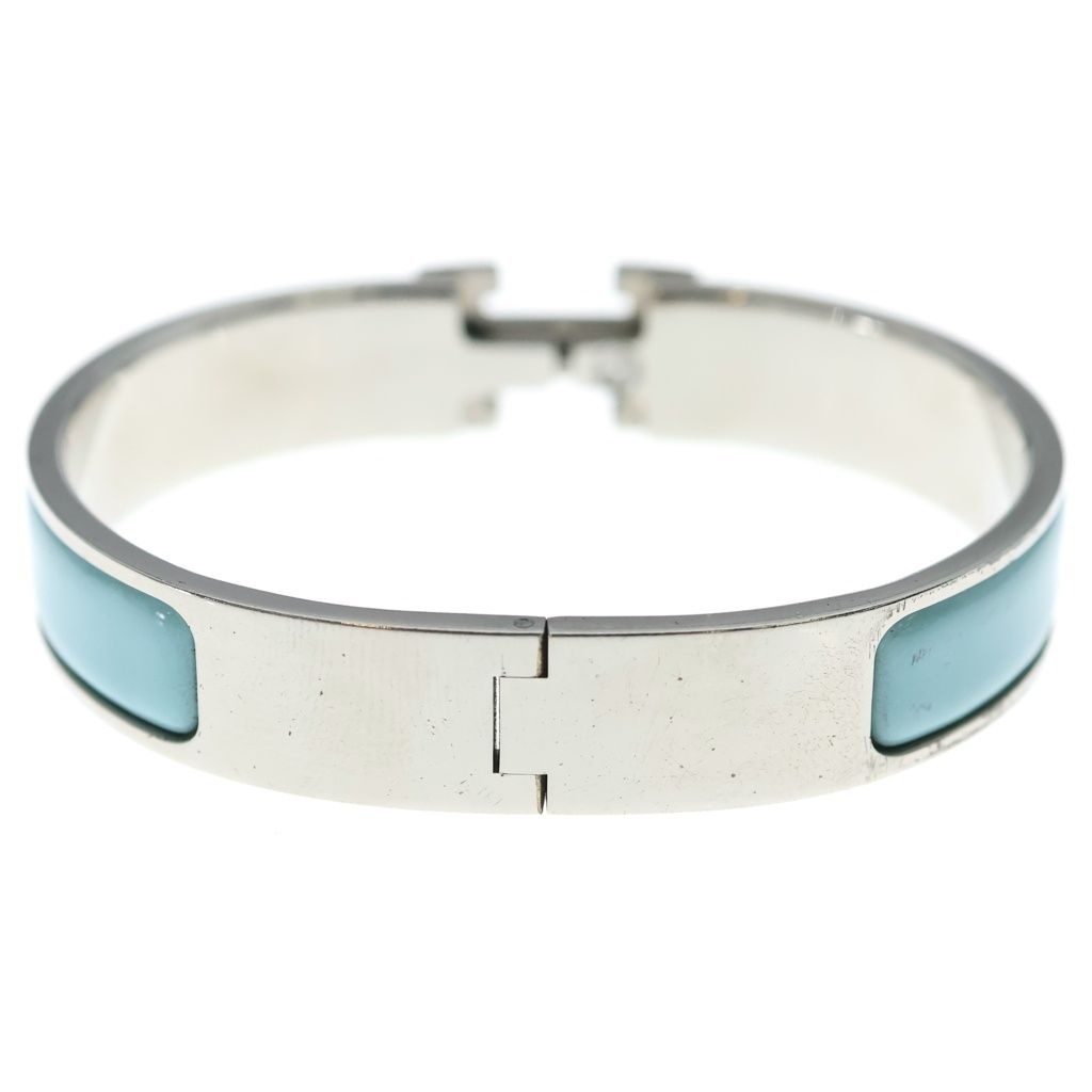 Hermes Clic H Bangle Bracelet Silver Blue — view 2