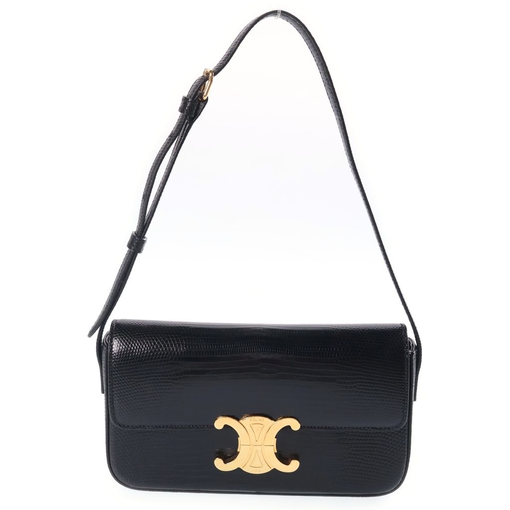 Celine Triomphe Claude Embossed Leather Bag Gold Black