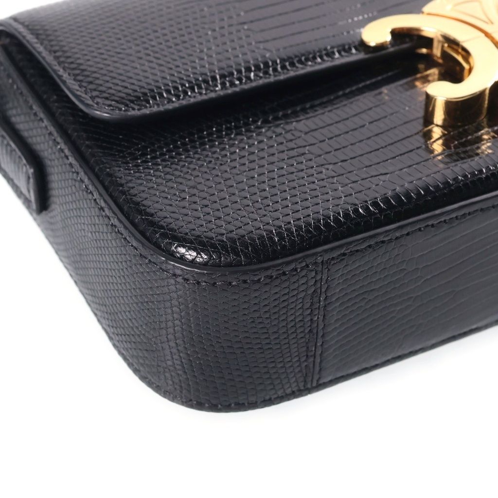 Celine Triomphe Claude Embossed Leather Bag Gold Black — view 5