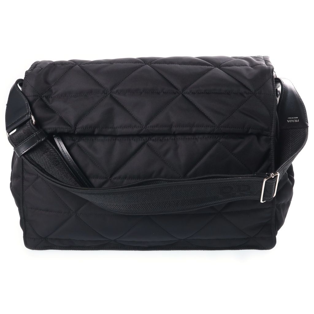 Prada Re-Nylon Quilted Shoulder Bag Black Silver — view 2