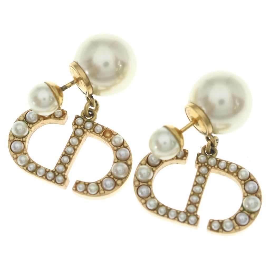 Dior Tribales Faux Pearl Earrings CD Logo Gold