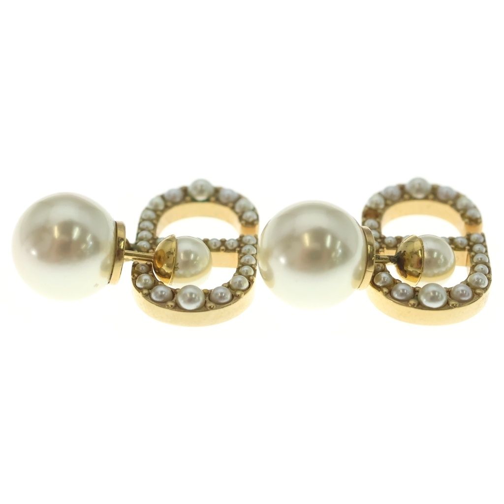 Dior Tribales Faux Pearl Earrings CD Logo Gold — view 4