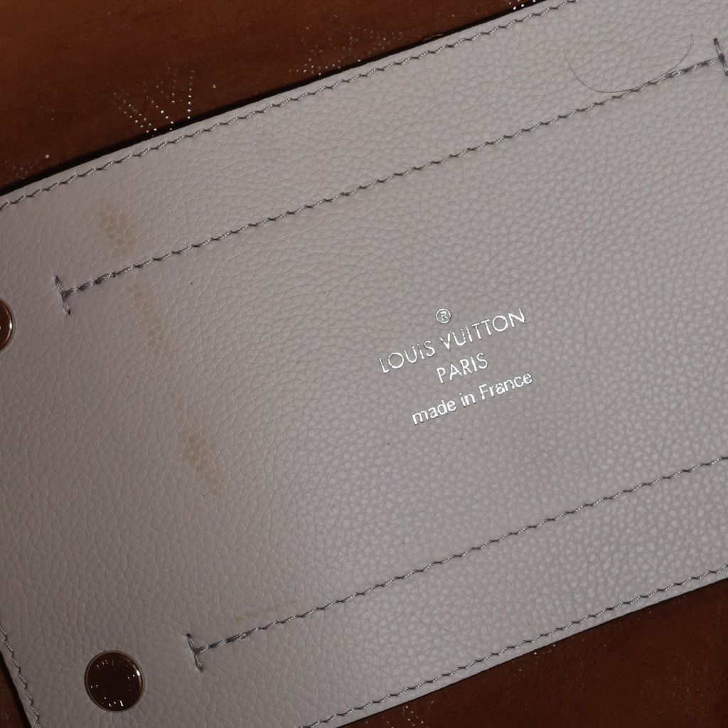 Louis Vuitton Hina PM Mahina Monogram Leather Shoulder Bag Beige Brown — view 8
