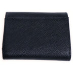 Prada Saffiano Compact Wallet Trifold Coin Purse Black Leather Gold — view 2
