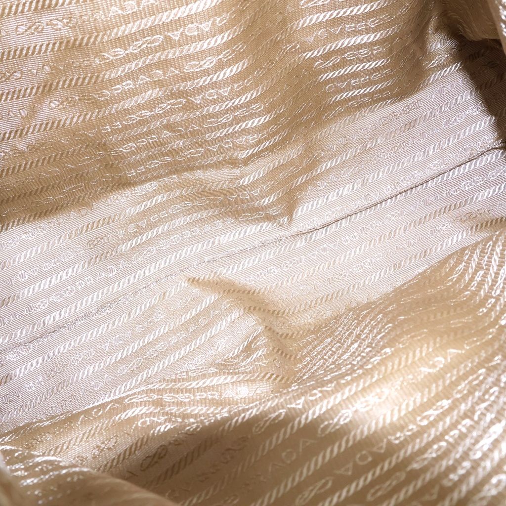 Prada Fur Logo Jacquard 2-Way Bag Khaki — view 7