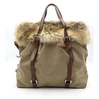 Prada Fur Logo Jacquard 2-Way Bag Khaki — view 2
