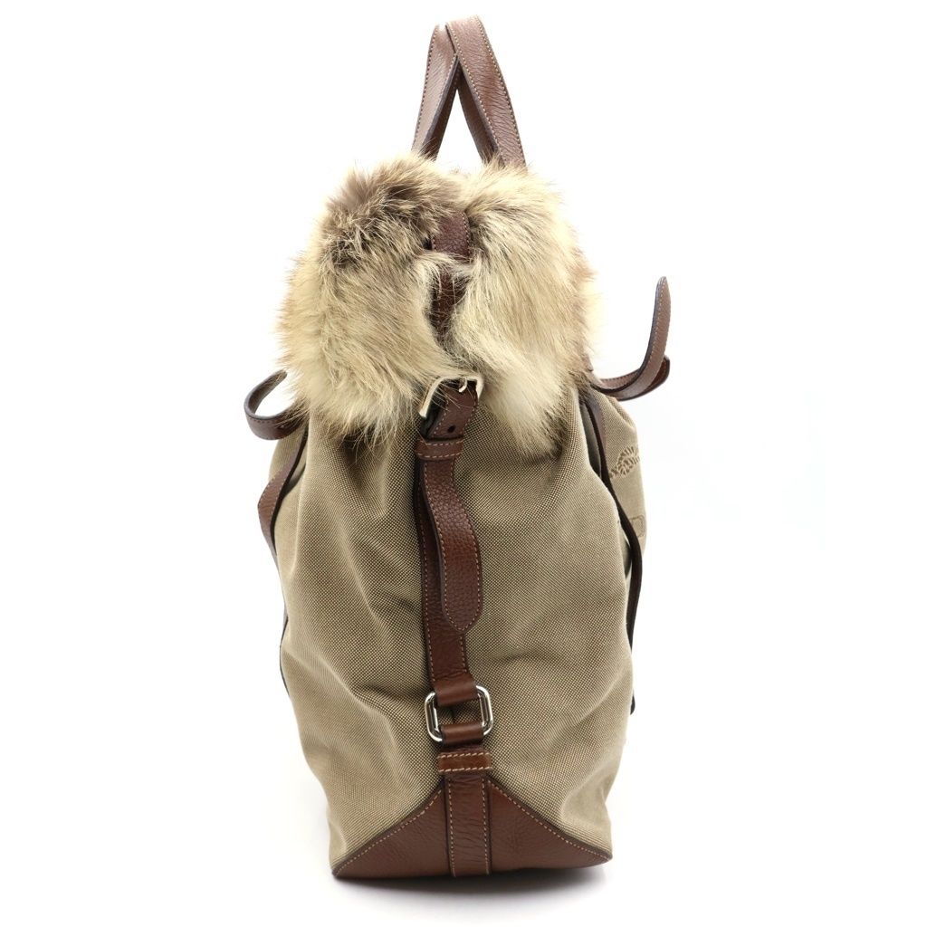 Prada Fur Logo Jacquard 2-Way Bag Khaki — view 3