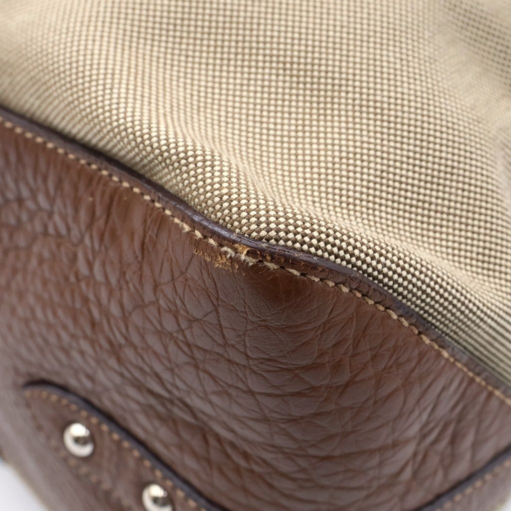 Prada Fur Logo Jacquard 2-Way Bag Khaki — view 5