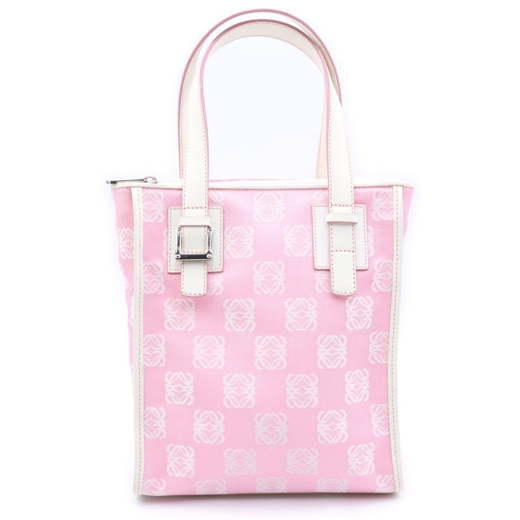 Loewe Tote Bag Pink White Canvas Leather