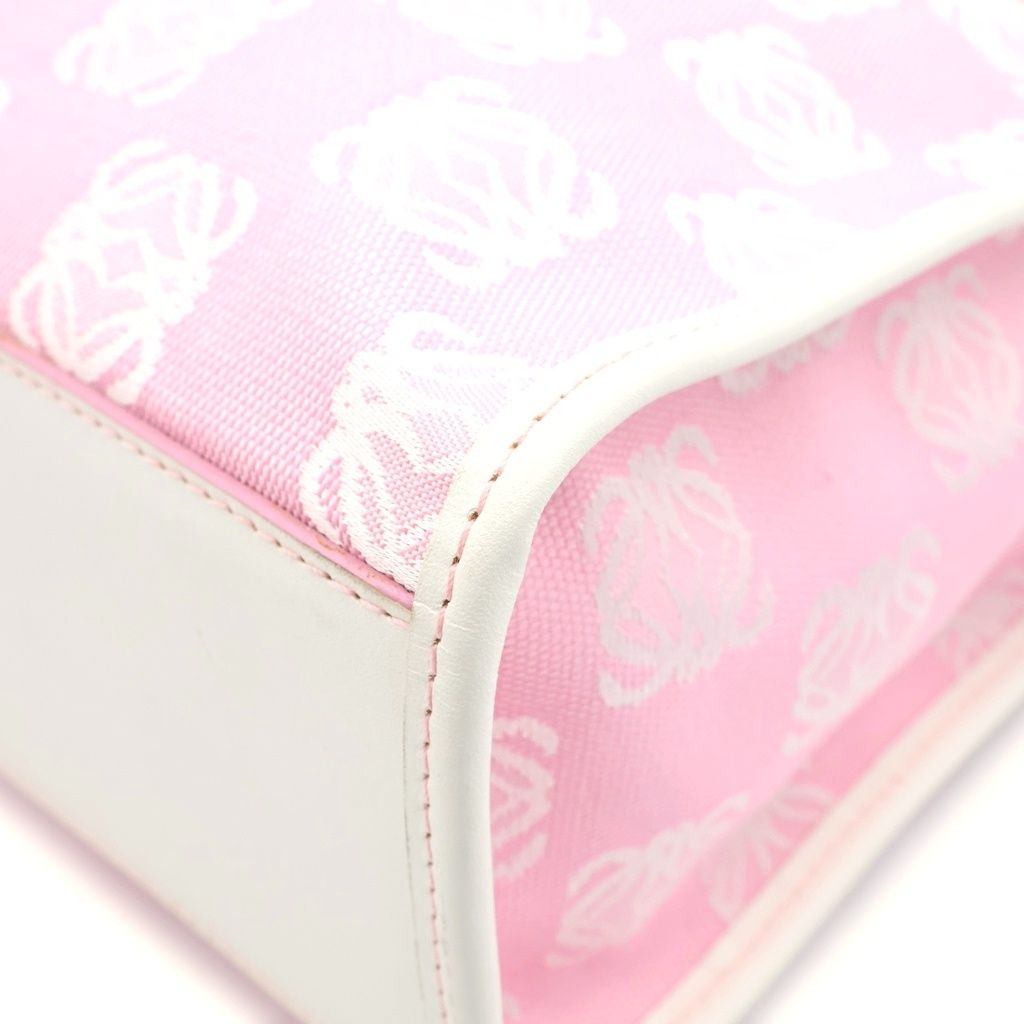 Loewe Tote Bag Pink White Canvas Leather — view 5