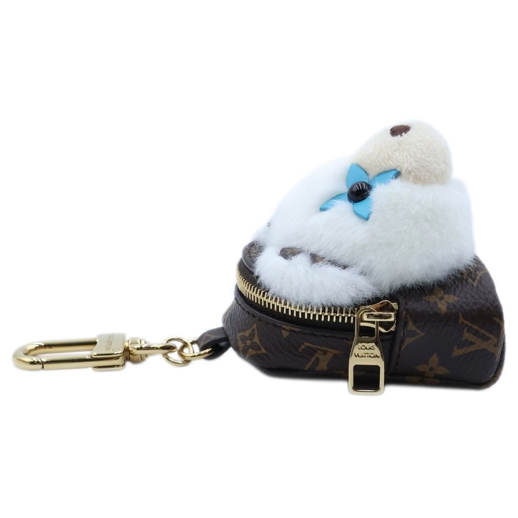Louis Vuitton Monogram Adorable Bear Bag Charm Key Holder Brown White Gold — view 3