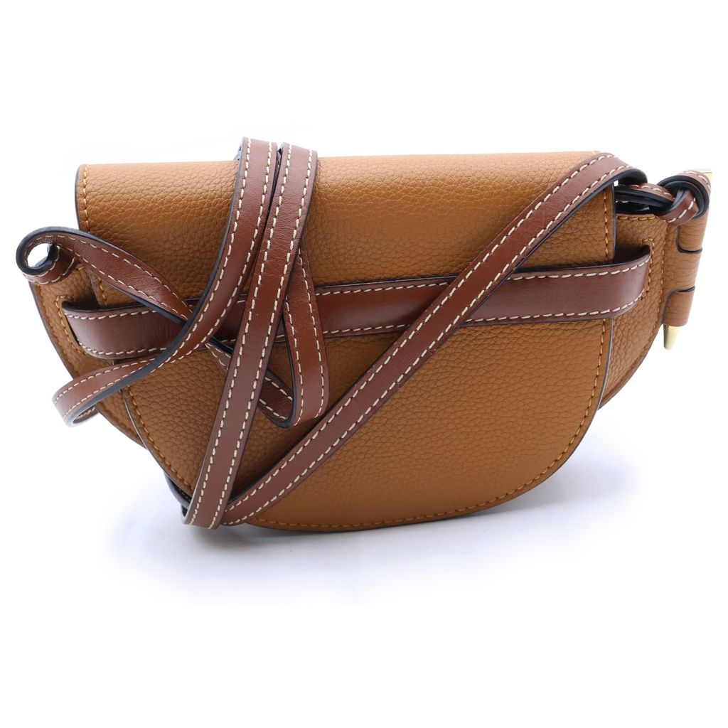 Loewe Gate Dual Mini Shoulder Bag Brown Leather Gold — view 2