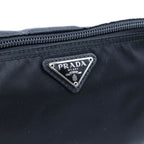 Prada Triangle Logo Tessuto Nylon Makeup Pouch Case Black Silver — view 6