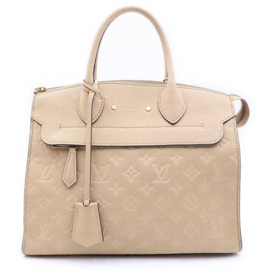 Louis Vuitton Monogram Empreinte Pont Neuf MM Handbag Beige Leather Gold
