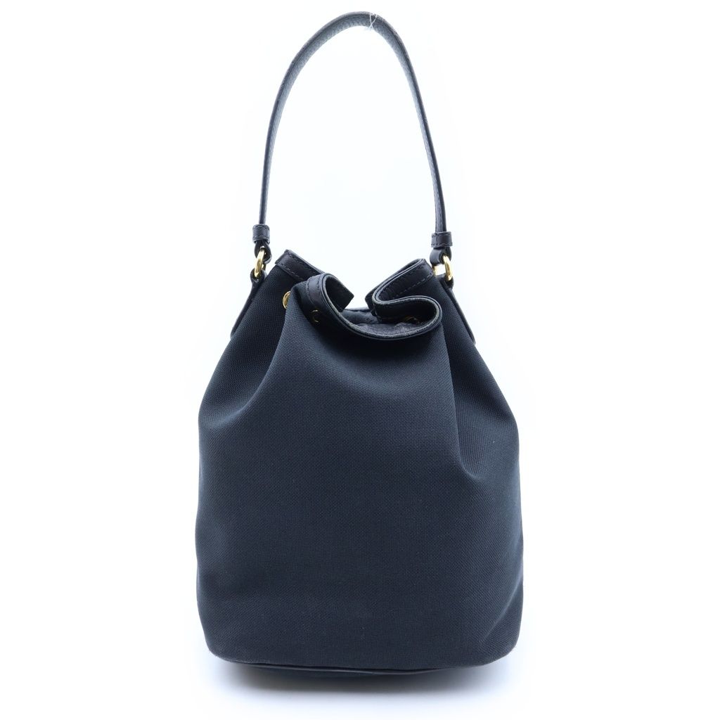 Prada Duet Ribbon Bucket Bag Black Leather Canvas Gold — view 2