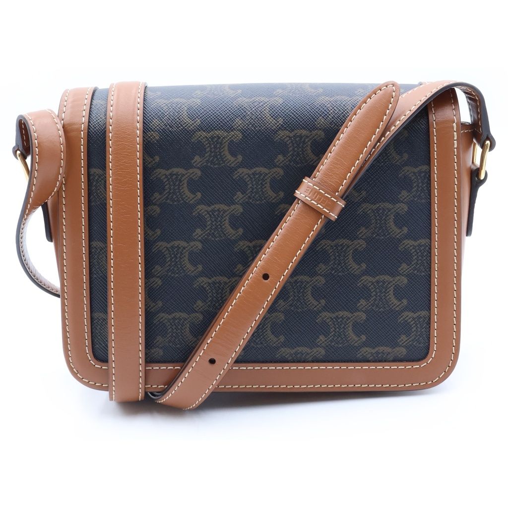 Celine Classic Triomphe Shoulder Bag Brown Leather Gold — view 2