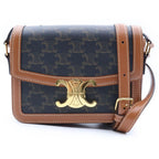 Celine Classic Triomphe Shoulder Bag Brown Leather Gold