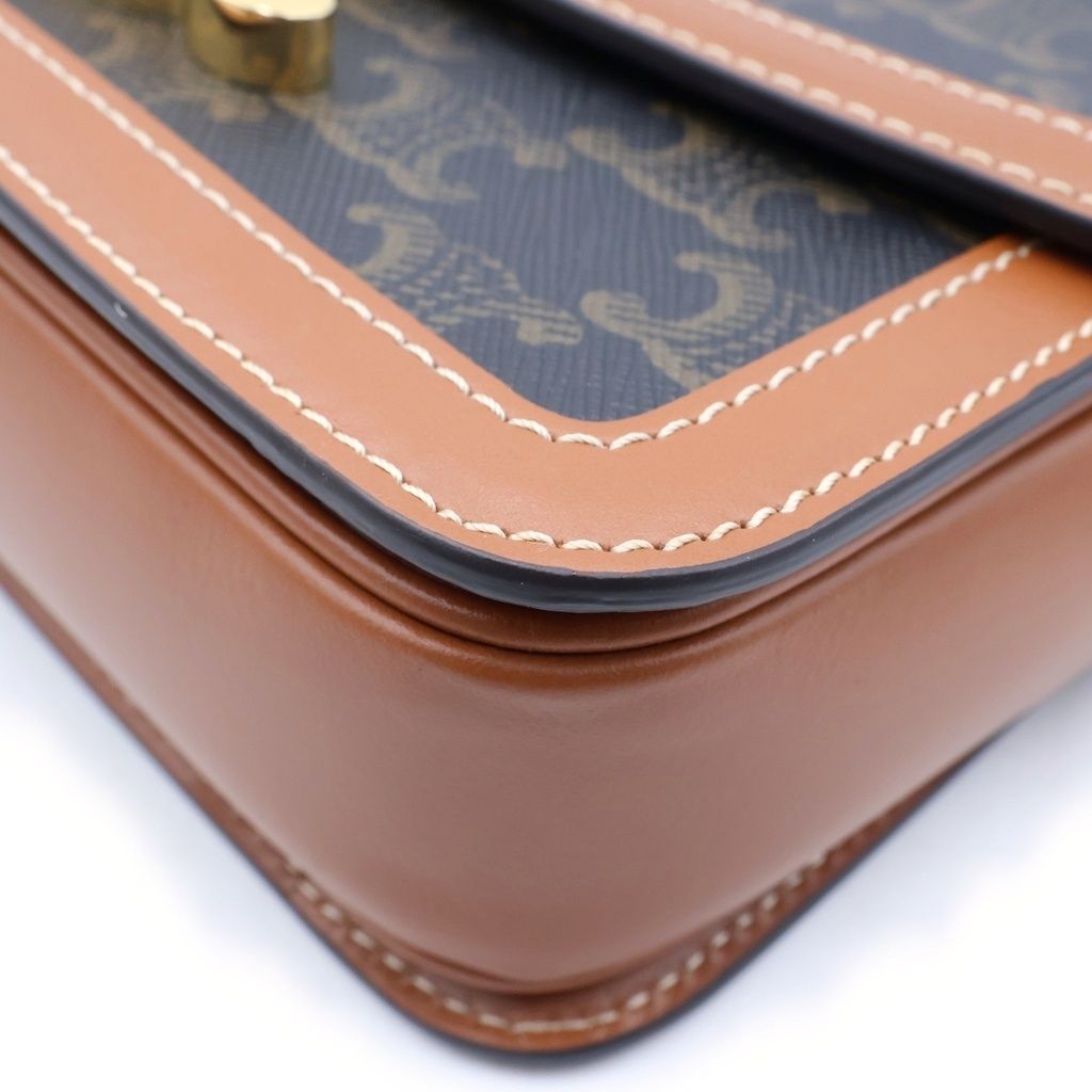 Celine Classic Triomphe Shoulder Bag Brown Leather Gold — view 5