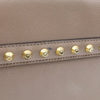 Prada Studded Shoulder Bag Beige Leather Gold — view 7