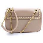 Prada Studded Shoulder Bag Beige Leather Gold — view 2