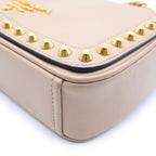 Prada Studded Shoulder Bag Beige Leather Gold — view 5