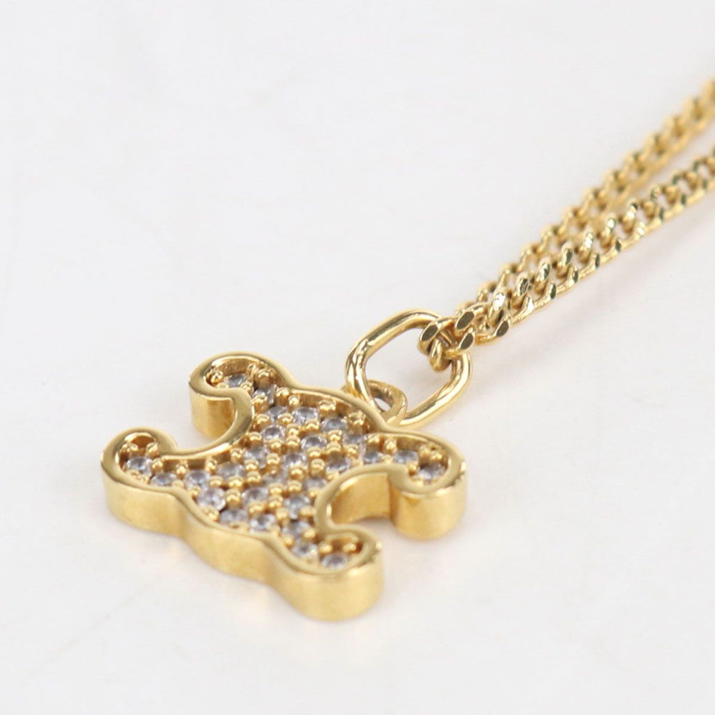 Celine Rhinestone Triomphe Necklace Metal — view 4