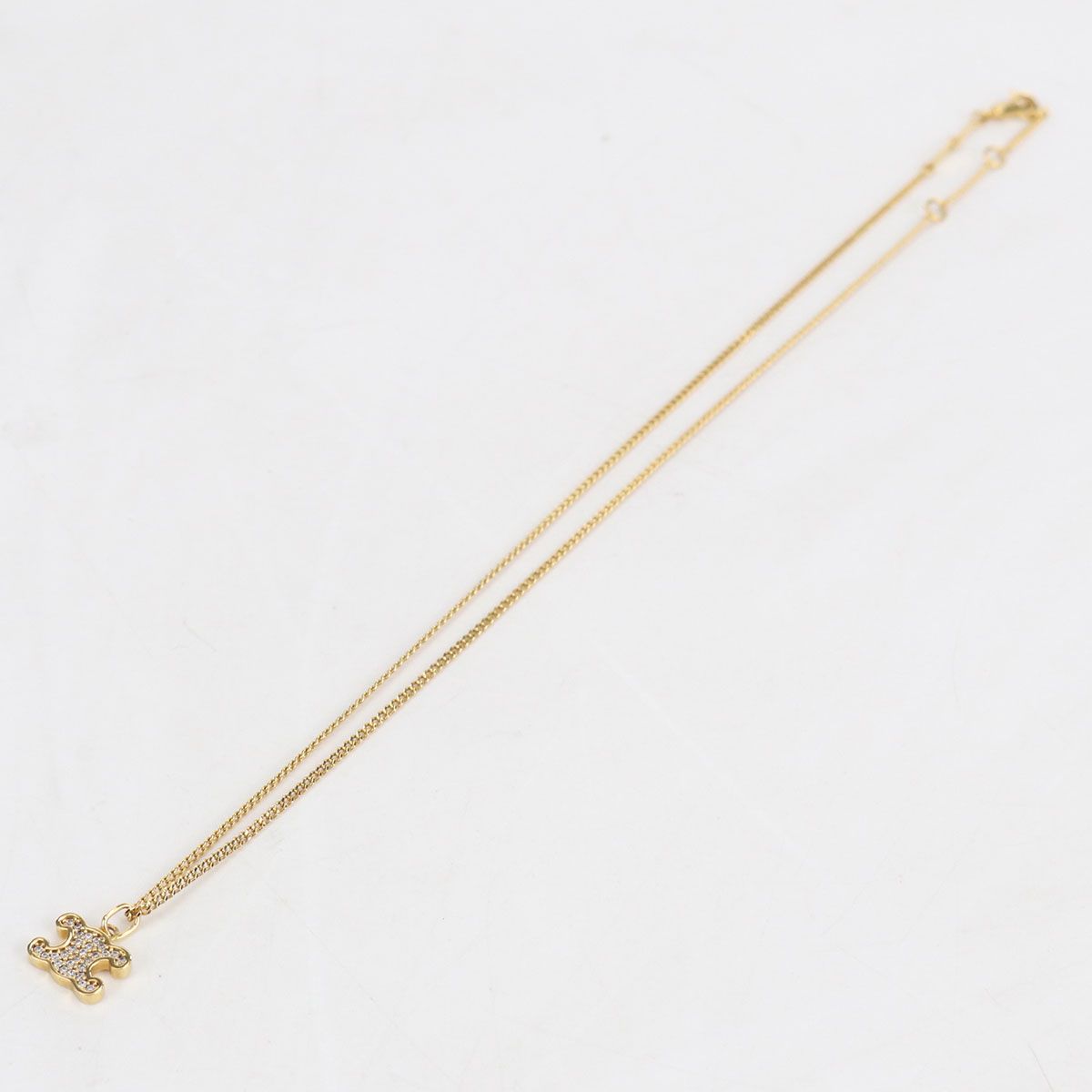 Celine Rhinestone Triomphe Necklace Metal — view 3