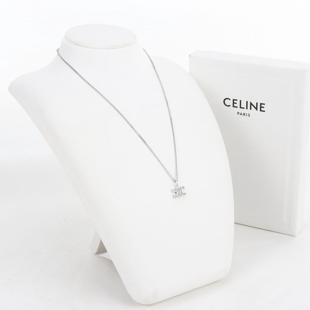 Celine Rhinestone Triomphe Necklace Metal