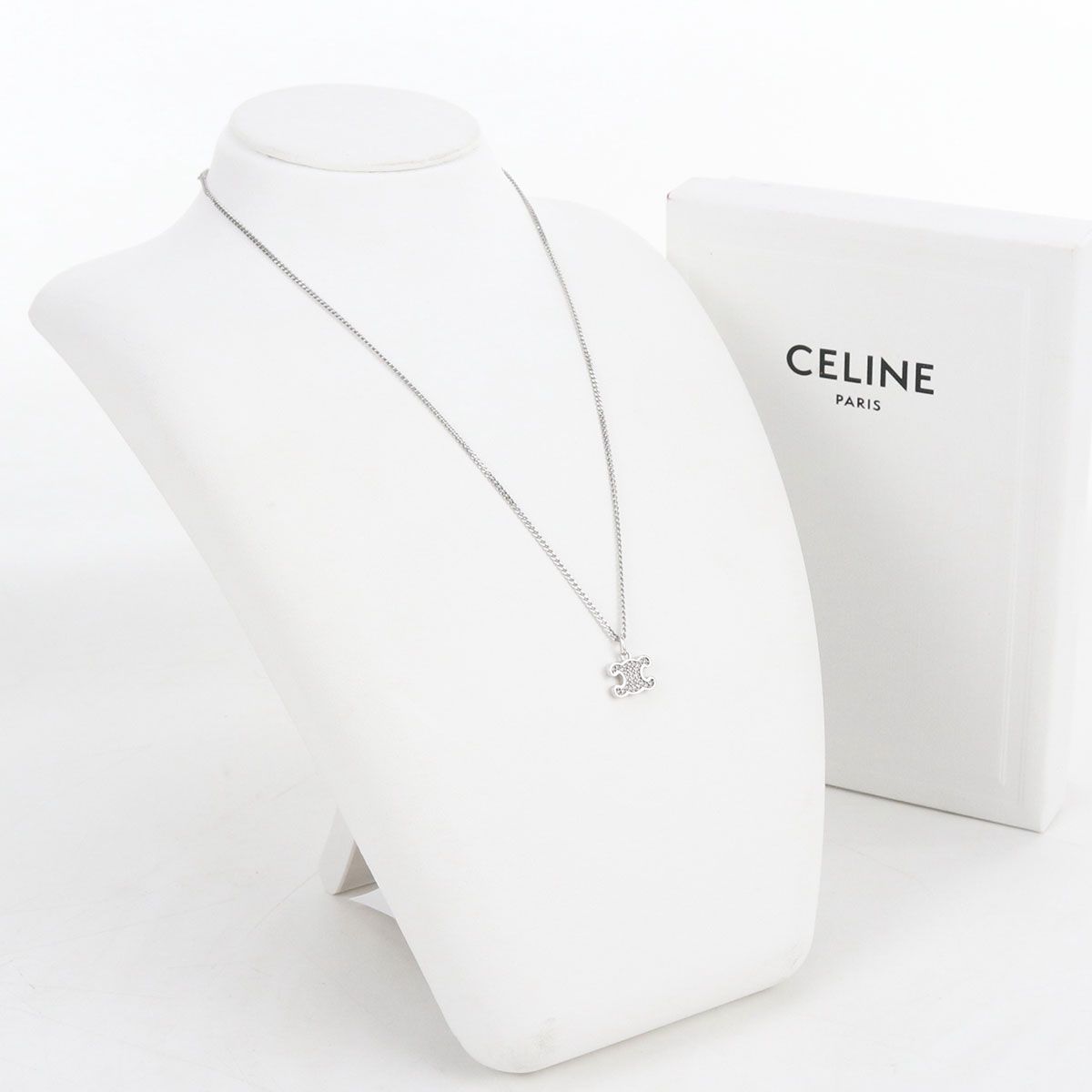 Celine Rhinestone Triomphe Necklace Metal