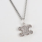 Celine Rhinestone Triomphe Necklace Metal — view 2