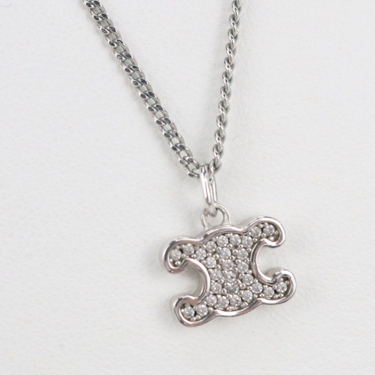 Celine Rhinestone Triomphe Necklace Metal — view 2