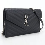Saint Laurent Envelope Cassandra Chain Wallet Leather Shoulder Bag