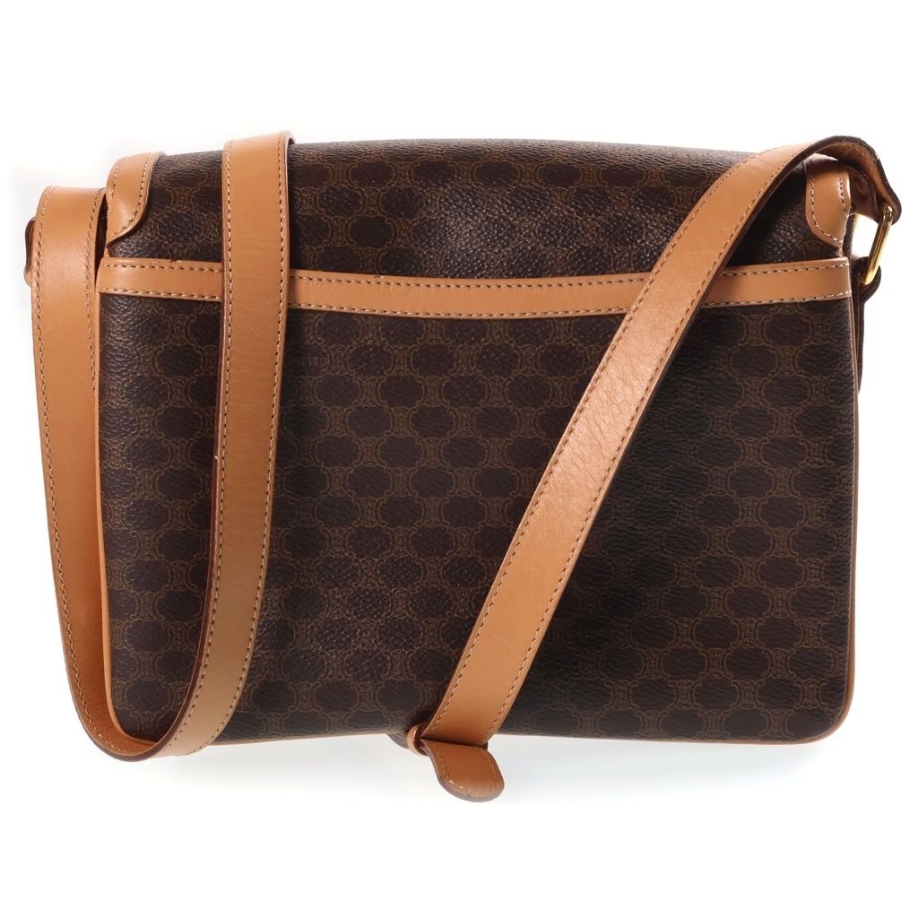 Celine Macadam Shoulder Bag Brown Leather Gold — view 2