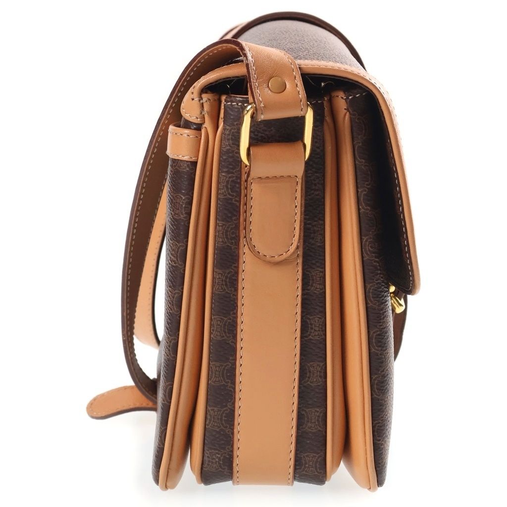 Celine Macadam Shoulder Bag Brown Leather Gold — view 3