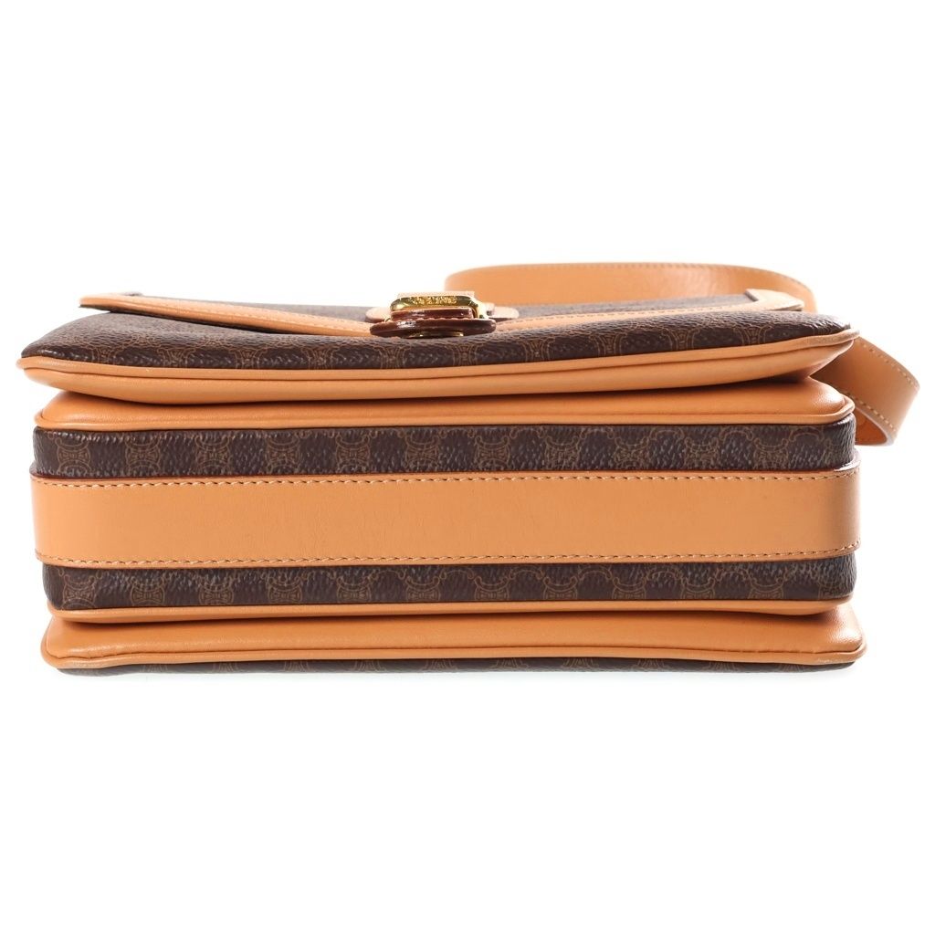Celine Macadam Shoulder Bag Brown Leather Gold — view 4