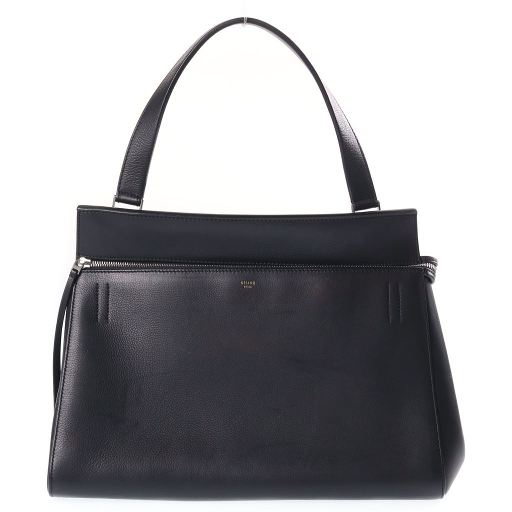 Celine Edgeback Large Handbag Black Leather Silver