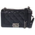 Chanel Boy 25 Chain Shoulder Bag Wild Stitch Black