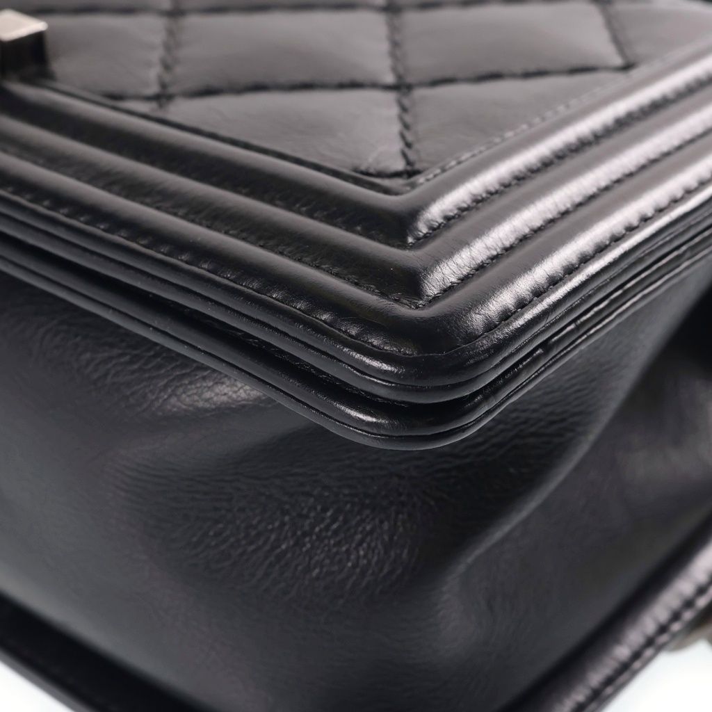 Chanel Boy 25 Chain Shoulder Bag Wild Stitch Black — view 5