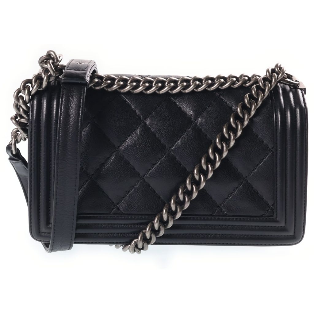 Chanel Boy 25 Chain Shoulder Bag Wild Stitch Black — view 2