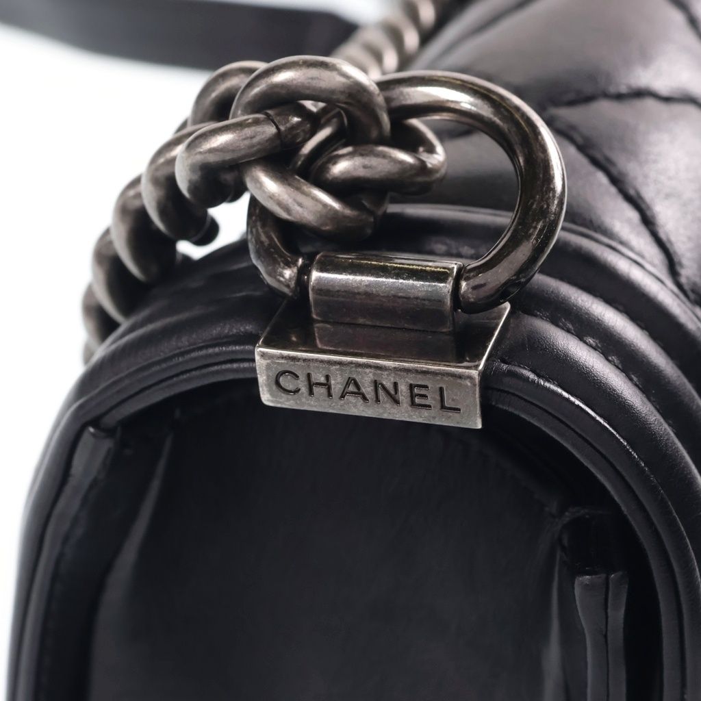Chanel Boy 25 Chain Shoulder Bag Wild Stitch Black — view 7