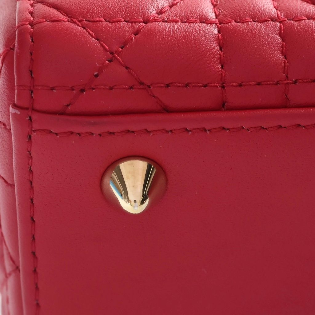 Dior My Lady Small 2-Way Shoulder Bag Red Lambskin Gold — view 6