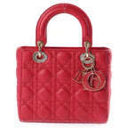 Dior My Lady Small 2-Way Shoulder Bag Red Lambskin Gold