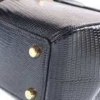 Celine Embossed Leather 2-Way Bag Gold Black — view 5