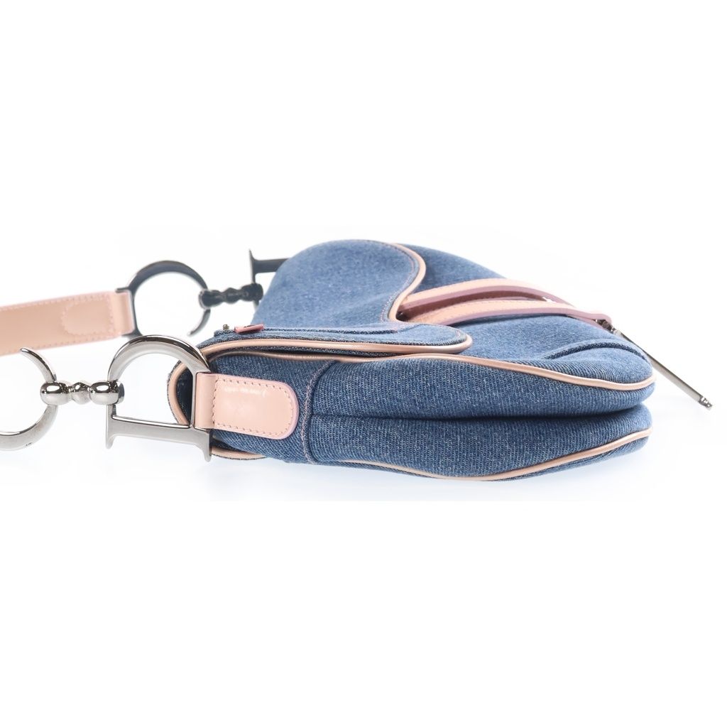 Dior Saddle Bag Denim Indigo Pink Galliano — view 3