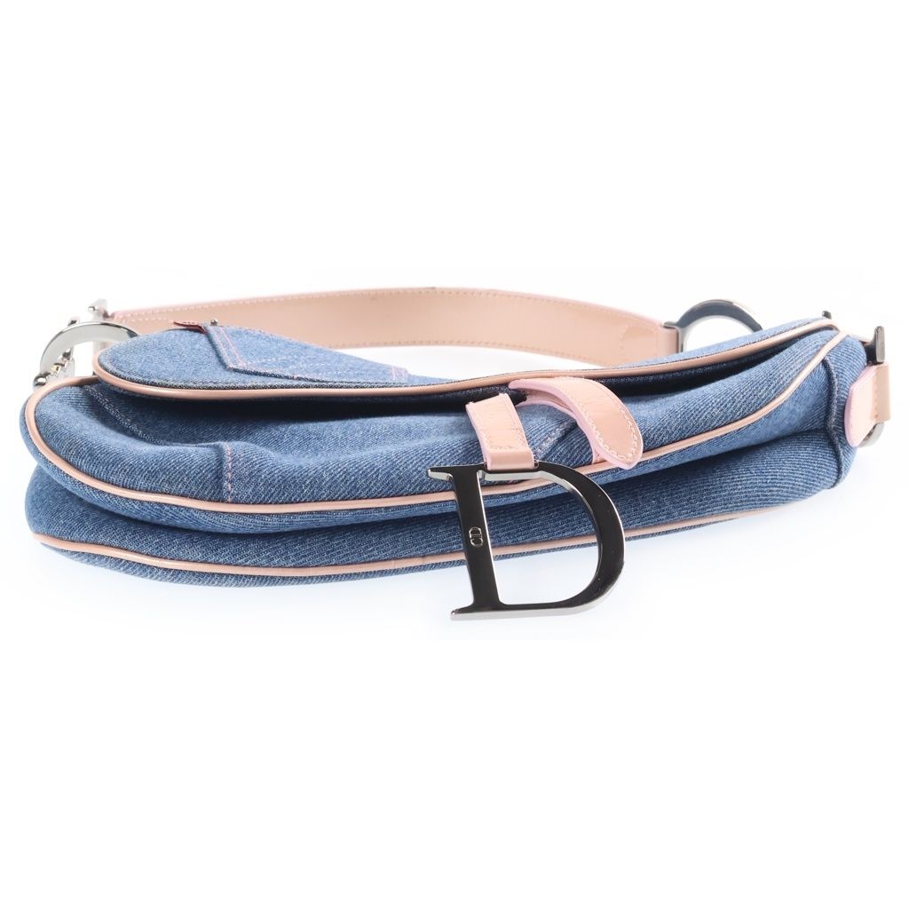 Dior Saddle Bag Denim Indigo Pink Galliano — view 4